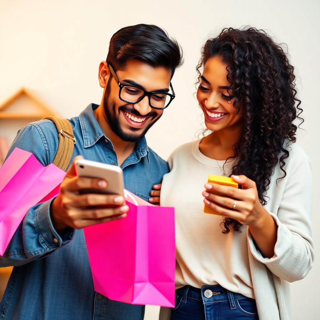 Casal comprando online